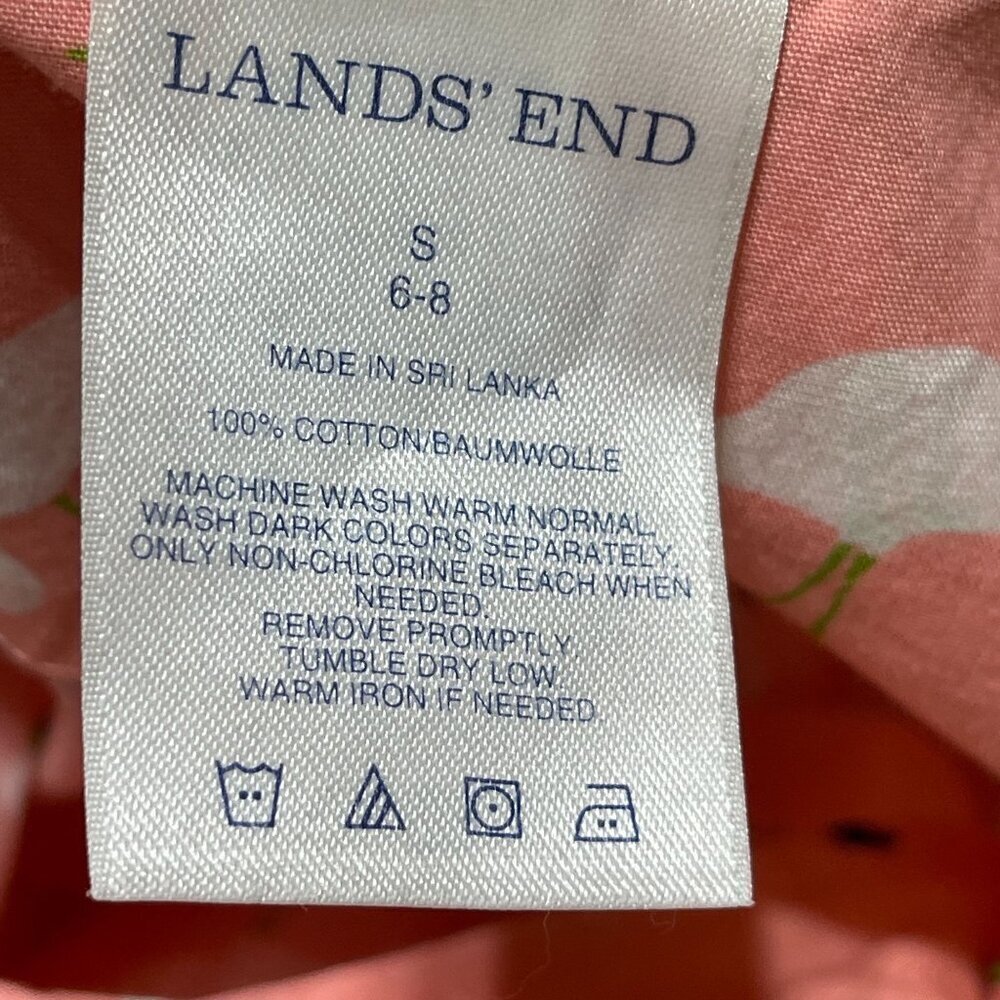 Lands' End Women's Sleep Shirt Button Front Long Sleeve Flamingo Peach Small S - Picture 4 of 6
